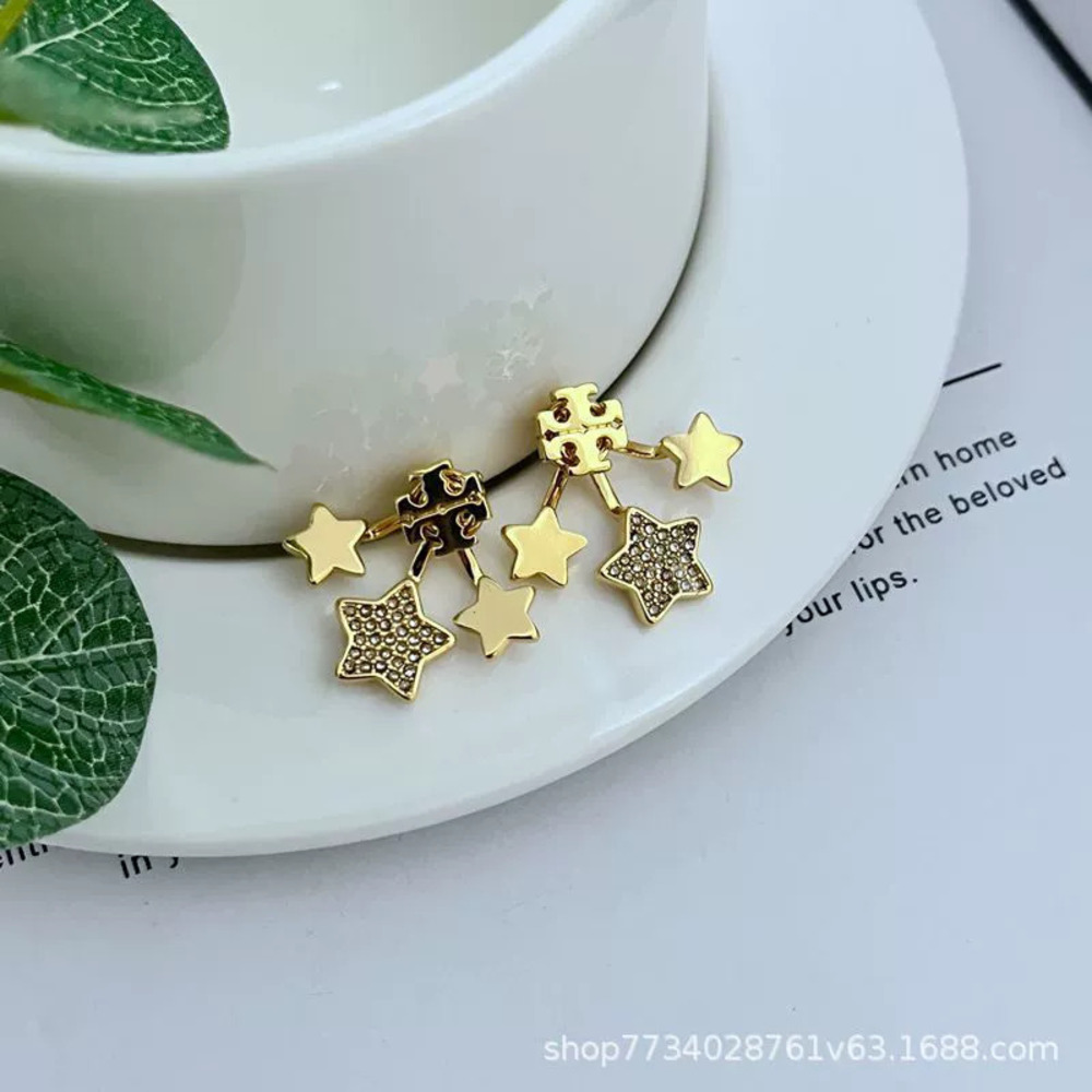 Tory Burch Diamond Double Five Point Stars Earrings